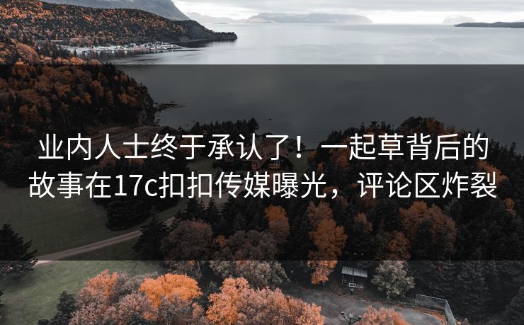 业内人士终于承认了！一起草背后的故事在17c扣扣传媒曝光，评论区炸裂
