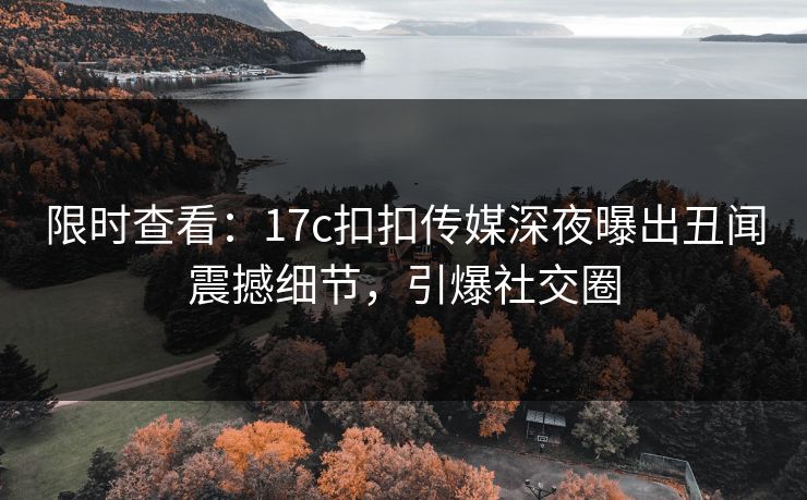 限时查看：17c扣扣传媒深夜曝出丑闻震撼细节，引爆社交圈