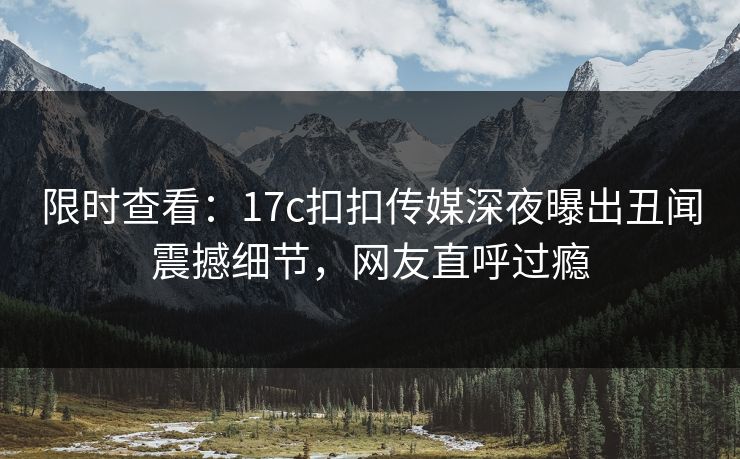 限时查看：17c扣扣传媒深夜曝出丑闻震撼细节，网友直呼过瘾