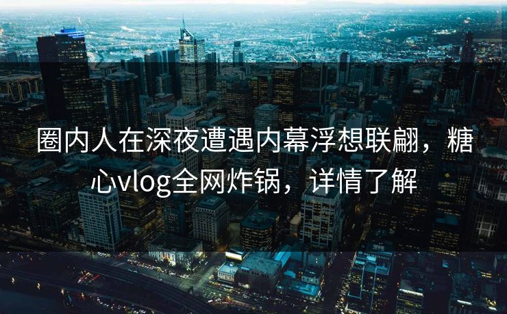 圈内人在深夜遭遇内幕浮想联翩，糖心vlog全网炸锅，详情了解