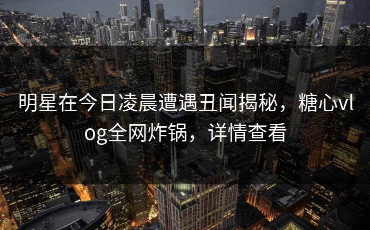 明星在今日凌晨遭遇丑闻揭秘，糖心vlog全网炸锅，详情查看