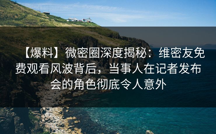 【爆料】微密圈深度揭秘：维密友免费观看风波背后，当事人在记者发布会的角色彻底令人意外